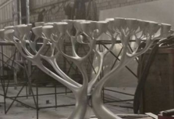 燈光樹雕塑點擊，地標擺件，金屬燈光蘑菇樹雕塑承接