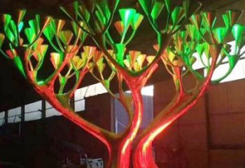 燈光樹雕塑優價，村標概念，燈光蘑菇樹雕塑廠家精品