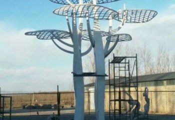 蘑菇樹雕塑承接，景區案例，幾何鏤空蘑菇樹雕塑承接