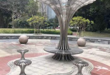 抽象傘樹雕塑供需，美陳雕塑，歐式鏤空傘樹雕塑承接