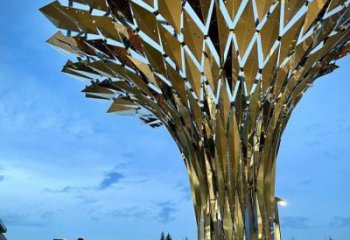 傘樹雕塑定價，村標(biāo)概念，鏤空傘樹雕塑廠家選用