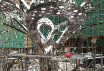 鏡面樹葉雕塑展品，花園小品，鏡面不銹鋼樹葉雕塑優選