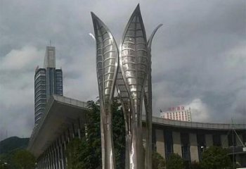 樹葉雕塑生產，美陳雕塑，制造鏡面不銹鋼樹葉雕塑廠家