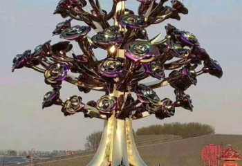 花樹雕塑加工商，鋼管組合，鈦金不銹鋼花樹雕塑定做