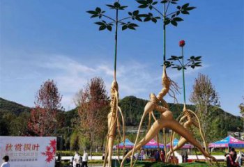 人參雕塑優(yōu)選，白鋼構(gòu)件，不銹鋼人參樹雕塑廠家