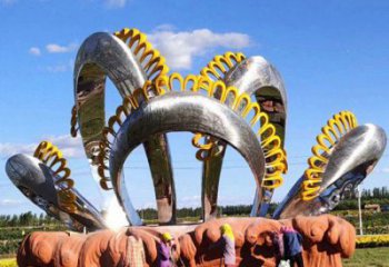 四葉草雕塑承接，鍛造工藝，不銹鋼四葉草雕塑制造