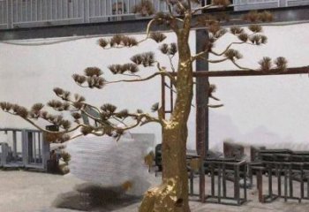 松樹雕塑造型，中式工藝，不銹鋼松樹雕塑制造廠家