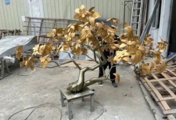 發財樹雕塑訂做，美陳雕塑，不銹鋼發財樹雕塑優選