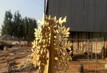 發財樹雕塑精選，透雕系列，不銹鋼發財樹雕塑提供