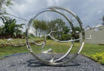 圓環樹雕塑承接，鍛造工藝，不銹鋼圓環樹雕塑訂做