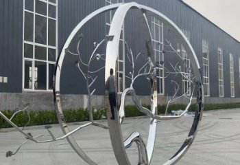 圓環(huán)樹雕塑優(yōu)選，陸地擺件，不銹鋼圓環(huán)樹雕塑供應