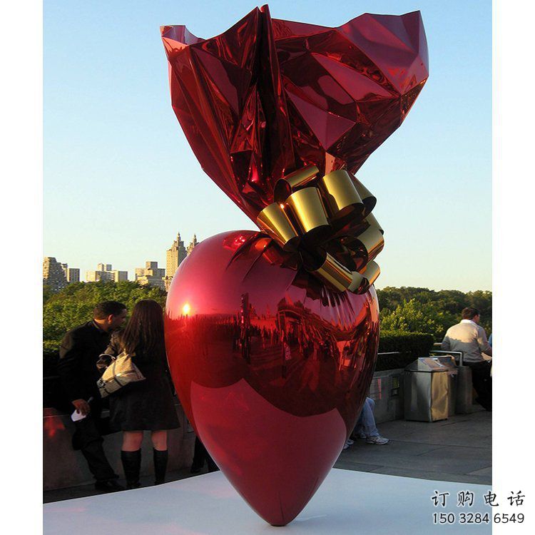 心形球雕塑供應，城區小品，烤漆心形球雕塑制造商