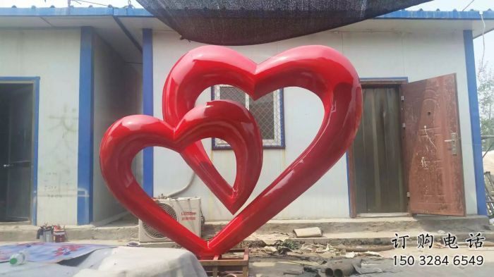 不銹鋼雙心雕塑