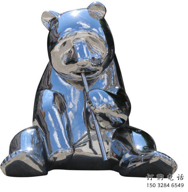 熊貓雕塑生產，景區案例，景觀不銹鋼熊貓雕塑優選