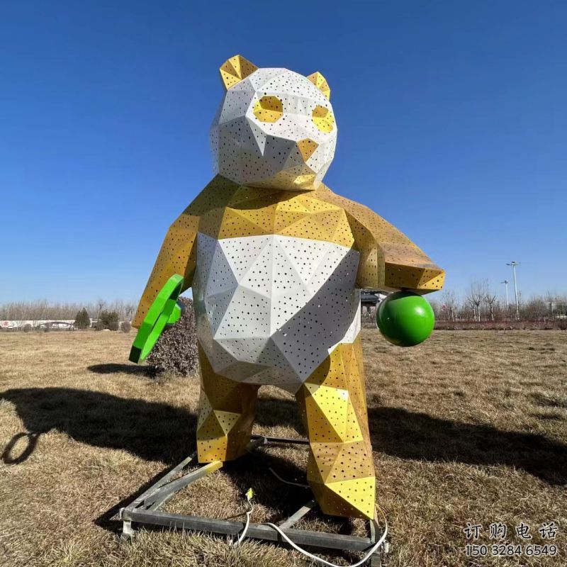 熊貓雕塑供需，透雕系列，空間切面熊貓雕塑制造商