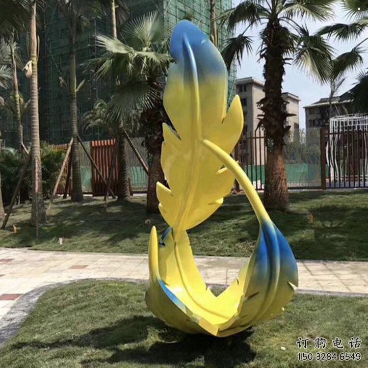 羽毛雕塑承接，景區案例，公園烤漆羽毛雕塑定制