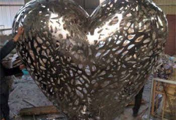 現代心形球雕塑定制，中式工藝，不銹鋼心形球雕塑廠家優價