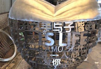 心形球雕塑批發，廣場系列，不銹鋼心形球雕塑廠家定價