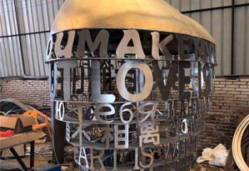 心形球雕塑精選，露天雕塑，歐式不銹鋼心形球雕塑訂做