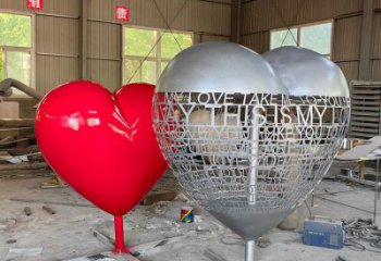 心形球雕塑擺件制造，酒店擺件，不銹鋼烤漆心形球雕塑選定