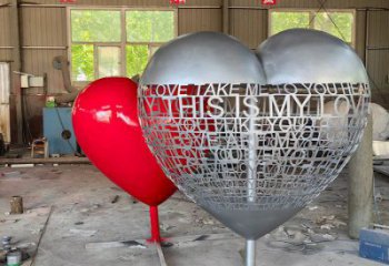 心形球雕塑制作觀賞型，城市裝飾，烤漆心形球雕塑標準