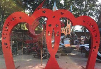 景觀心心相印雕塑定做，小區擺件，美陳雕塑制作