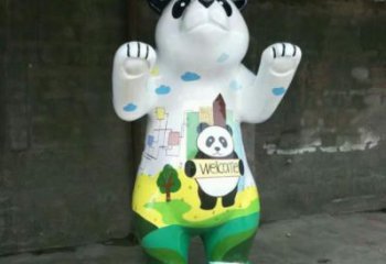 熊貓雕塑廠家，白鋼構(gòu)件，別墅彩繪熊貓雕塑供求