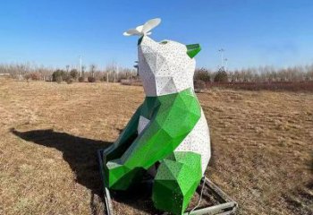 熊貓雕塑精選，露天雕塑，歐式切面熊貓雕塑訂做