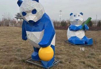 熊貓雕塑優選，多彩藝術，抽象切面熊貓雕塑選用