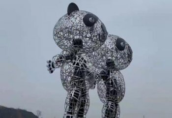 鏤空熊貓雕塑制造商，廣場雕塑，鏤空熊貓雕塑廠家