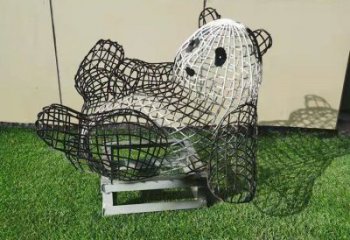 熊貓雕塑制作，標(biāo)識(shí)雕塑，鏤空熊貓雕塑廠家優(yōu)選
