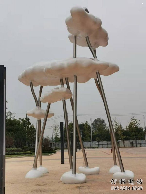 云朵雕塑精選，美陳雕塑，不銹鋼鏤空云朵雕塑通用