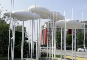 室內(nèi)云朵雕塑，拉絲景觀雕塑，抽象效果