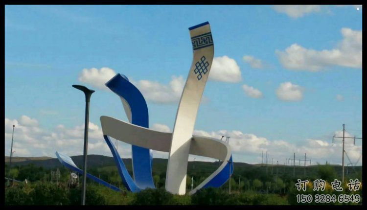 現代絲帶雕塑承接，歐式風格，不銹鋼絲帶雕塑精選