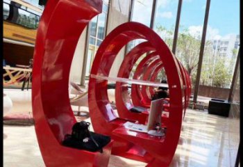 膠卷坐凳雕塑，螺旋藝術形態，螺旋坐凳雕塑制作