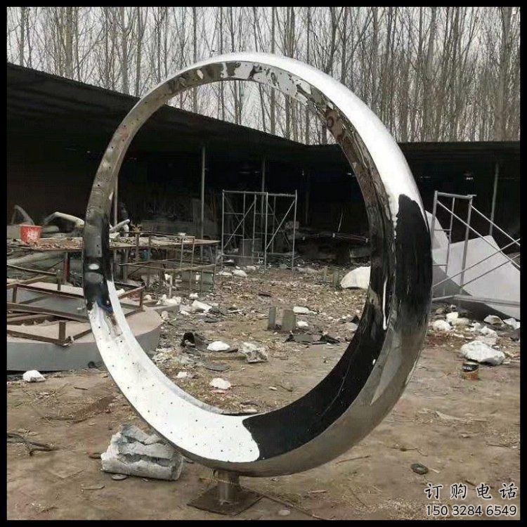 室內(nèi)月亮雕塑，拉絲景觀雕塑，抽象效果