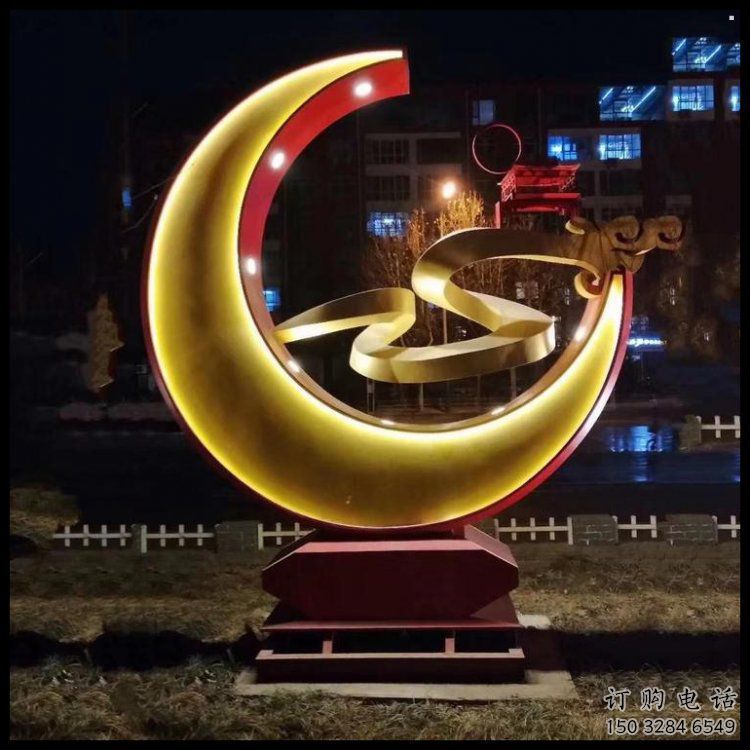 月亮雕塑工廠標準，多彩藝術，景觀鏤空月亮雕塑供應