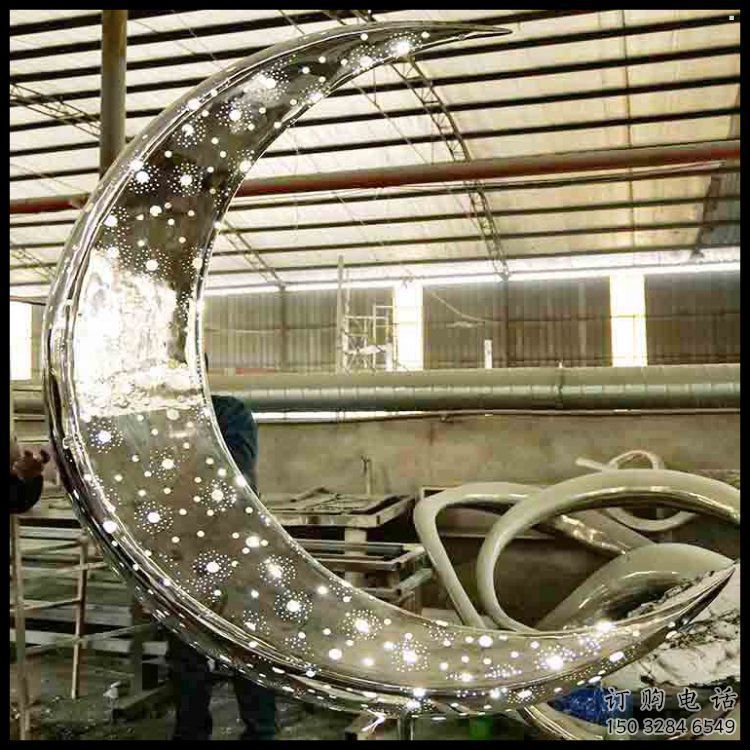 月亮雕塑通用，街景小品，鏤空月亮雕塑制造廠家