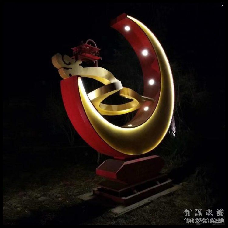 月亮雕塑制造，街景小品，景觀鏤空月亮雕塑優價