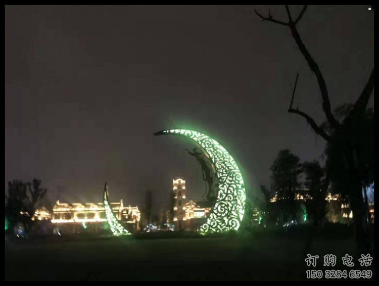 景觀館月牙雕塑，鍍銅景觀雕塑，鍍銅工藝