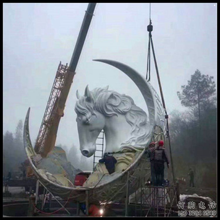 月亮雕塑通用，陸地擺件，各類月亮馬頭雕塑點擊