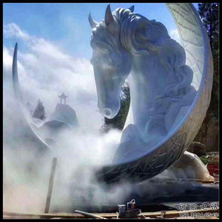 月亮雕塑優選，室外雕塑，景觀月亮馬頭雕塑優選