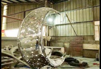 月亮雕塑服務(wù)商，景觀雕塑，鏤空月亮雕塑選定