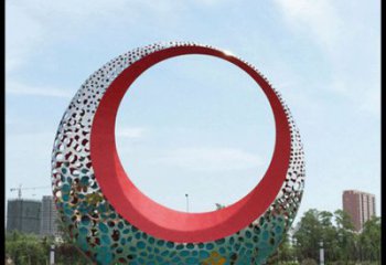 小區(qū)月牙雕塑，拉絲景觀雕塑，抽象效果
