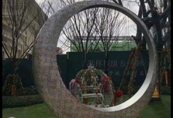 月牙雕塑工廠優選，城市裝飾，景觀鏤空月牙雕塑供給