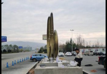 月亮雕塑生產，廣場雕塑，月亮水簾雕塑展品