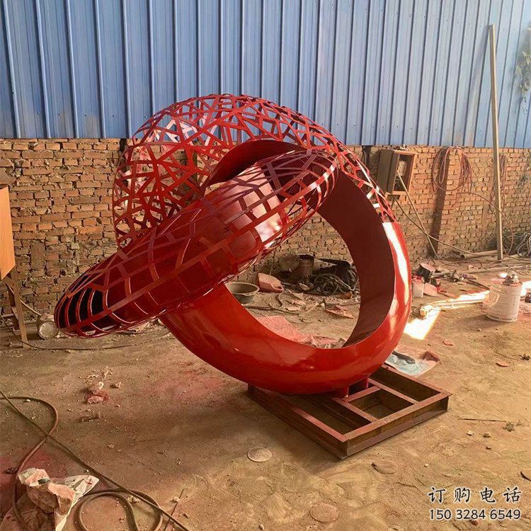 抽象雙環雕塑展品，小區雕塑，不銹鋼雙環雕塑制作精選