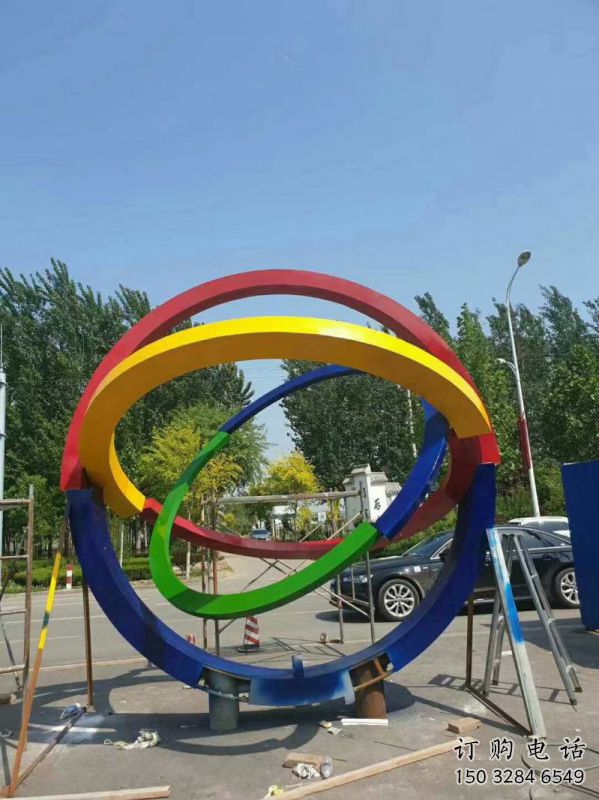 建筑雙環雕塑精選，露天雕塑，不銹鋼雙環雕塑訂做