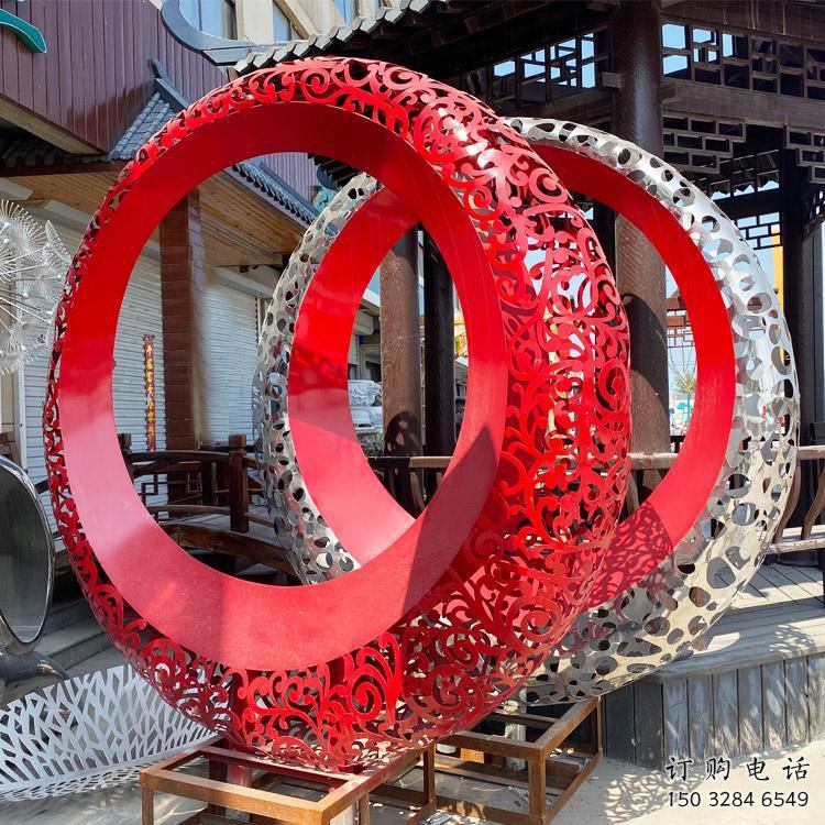 雙環雕塑訂做，城市雕塑，不銹鋼雙環雕塑工程精品