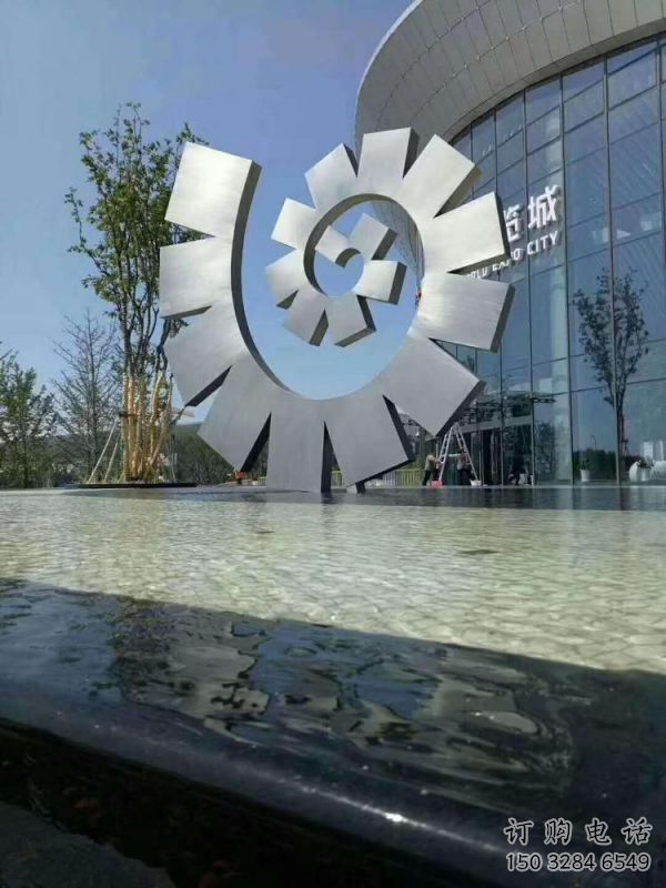 烤漆圓環雕塑制造商，室外軟裝，燈光圓環雕塑制作承接